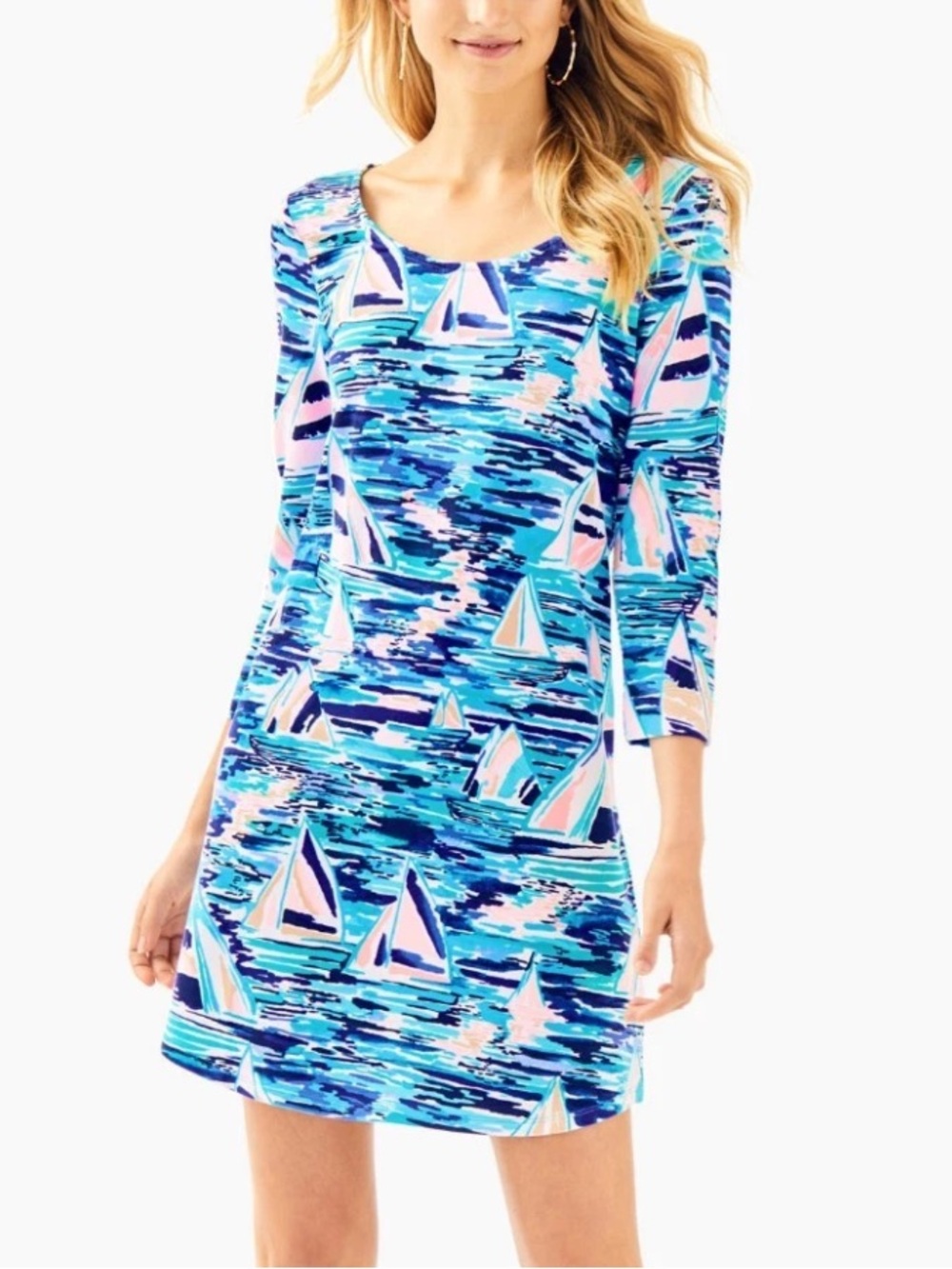 Lilly Pulitzer Tammy UPF 50 Pier Pressure Boat Print Tunic Dress Medium